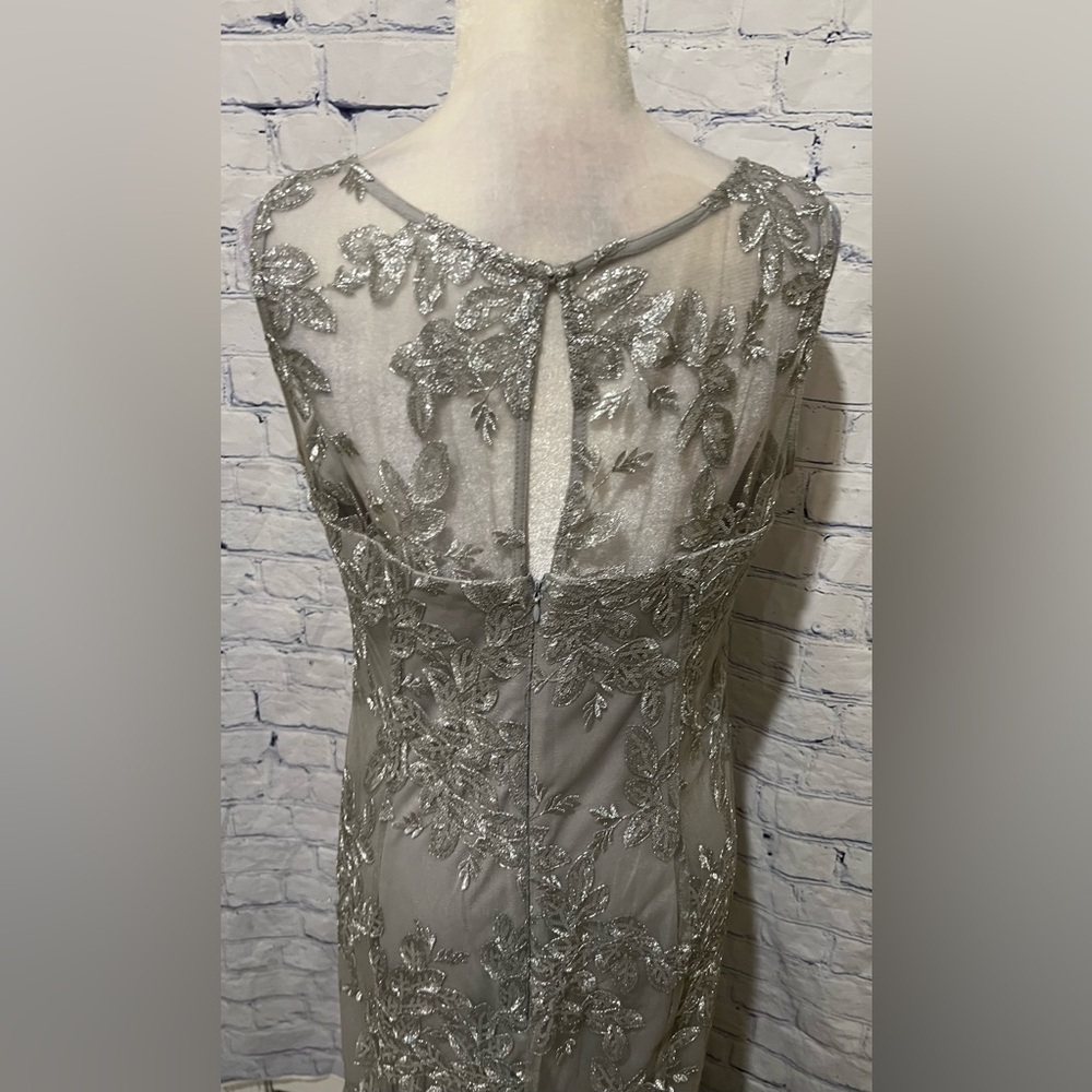 Ignite Evenings Embelished Mesh Asymetrical Cape gown silver/grey $180.00 12 - Picture 8 of 16